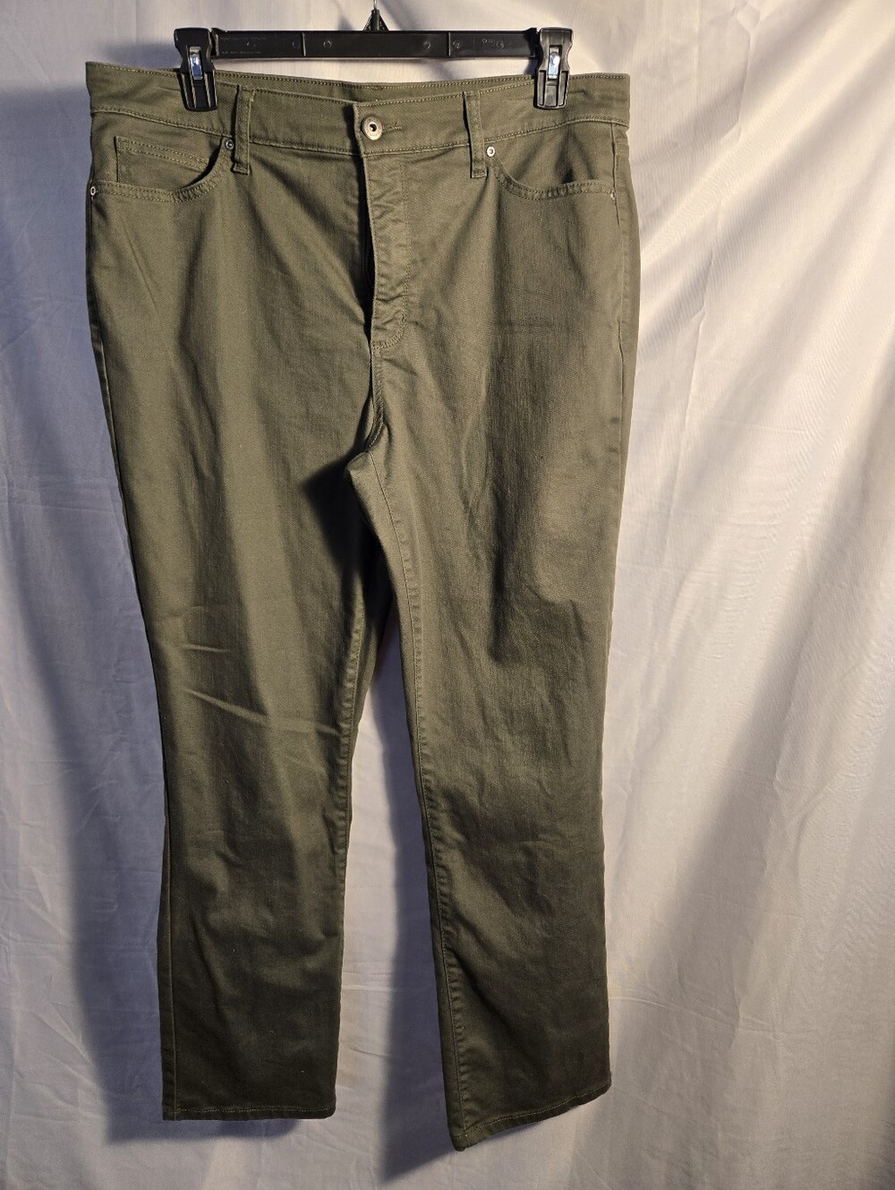 Women's Olive Green Casual Straight Leg Jeans
